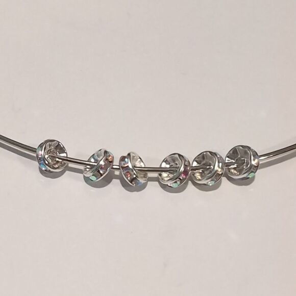 6 Iridescent 8mm Rondelle Spacer Beads - Picture 3 of 4